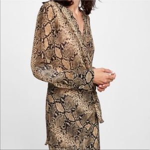 Zara Snakeskin Print Semi Sheer Twist front top